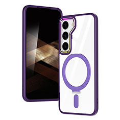 Funda Silicona Ultrafina Transparente con Mag-Safe Magnetic SD1 para Samsung Galaxy S25 5G Morado