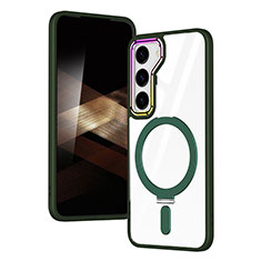 Funda Silicona Ultrafina Transparente con Mag-Safe Magnetic SD1 para Samsung Galaxy S25 5G Verde