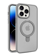 Funda Silicona Ultrafina Transparente con Mag-Safe Magnetic T02 para Apple iPhone 15 Pro Max Gris Oscuro