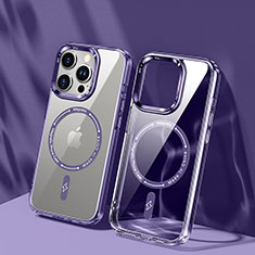 Funda Silicona Ultrafina Transparente con Mag-Safe Magnetic TB1 para Apple iPhone 15 Pro Max Morado