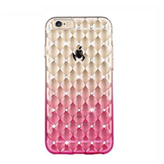 Funda Silicona Ultrafina Transparente Gradiente Diamante para Apple iPhone 6 Rosa