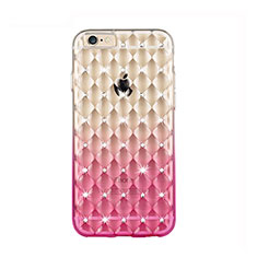 Funda Silicona Ultrafina Transparente Gradiente Diamante para Apple iPhone 6S Rosa