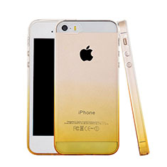 Funda Silicona Ultrafina Transparente Gradiente para Apple iPhone 5 Amarillo