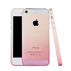 Funda Silicona Ultrafina Transparente Gradiente para Apple iPhone 5S Rosa