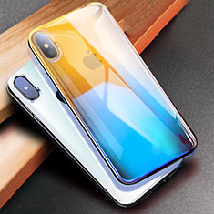 Funda Silicona Ultrafina Transparente Gradiente para Apple iPhone Xs Azul