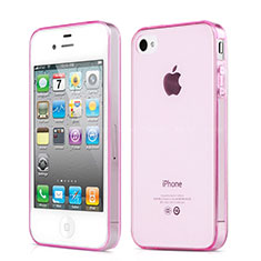 Funda Silicona Ultrafina Transparente para Apple iPhone 4 Rosa
