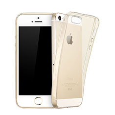 Funda Silicona Ultrafina Transparente para Apple iPhone 5 Oro