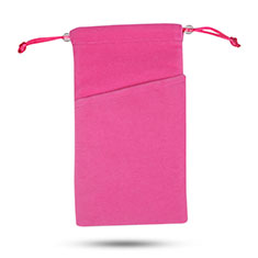 Funda Suave Terciopelo Tela Bolsa de Cordon Universal para Vivo V27 Pro 5G Rosa Roja