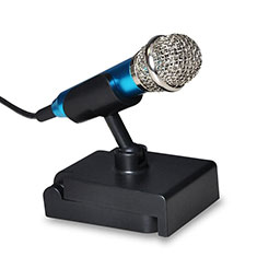 Mini Microfono Estereo de 3.5 mm con Soporte para Sharp Aquos R8s Azul