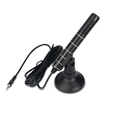 Mini Microfono Estereo de 3.5 mm con Soporte K02 Negro