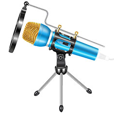 Mini Microfono Estereo de 3.5 mm con Soporte M03 Azul