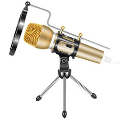 Mini Microfono Estereo de 3.5 mm con Soporte M03 para Wiko Ridge Fab 4G Oro