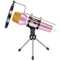 Mini Microfono Estereo de 3.5 mm con Soporte M03 para Accessoires Telephone Mini Haut Parleur Rosa