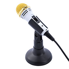 Mini Microfono Estereo de 3.5 mm con Soporte M07 para Accessoires Telephone Mini Haut Parleur Blanco