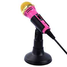 Mini Microfono Estereo de 3.5 mm con Soporte M07 para Vivo iQOO U3 5G Rosa