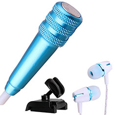 Mini Microfono Estereo de 3.5 mm con Soporte M08 para Wiko Jerry 3 Azul