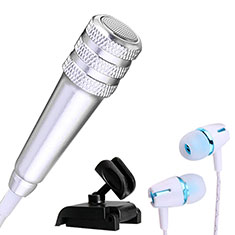 Mini Microfono Estereo de 3.5 mm con Soporte M08 Plata