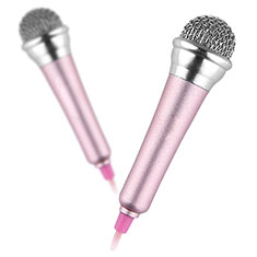 Mini Microfono Estereo de 3.5 mm con Soporte M12 para Wiko Jerry 3 Rosa
