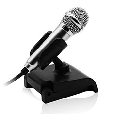 Mini Microfono Estereo de 3.5 mm con Soporte para Wiko Jerry 3 Plata