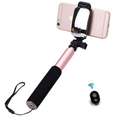 Palo Selfie Stick Bluetooth Disparador Remoto Extensible Universal S13 para Samsung Galaxy A22 5G SC-56B Oro Rosa
