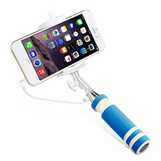 Palo Selfie Stick Extensible Conecta Mediante Cable Universal S01 para Wiko Wim Lite 4G Azul Cielo