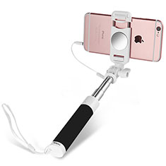 Palo Selfie Stick Extensible Conecta Mediante Cable Universal S02 para Wiko Rainbow Up 4G Negro