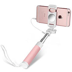 Palo Selfie Stick Extensible Conecta Mediante Cable Universal S02 para Samsung S5750 Wave 575 Rosa