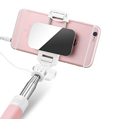 Palo Selfie Stick Extensible Conecta Mediante Cable Universal S05 para Wiko Pulp Fab 4G Rosa