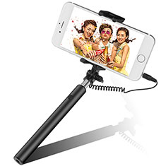 Palo Selfie Stick Extensible Conecta Mediante Cable Universal S06 para Wiko Rainbow Up 4G Negro
