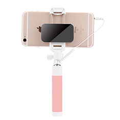 Palo Selfie Stick Extensible Conecta Mediante Cable Universal S07 para Samsung S5750 Wave 575 Rosa