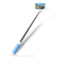 Palo Selfie Stick Extensible Conecta Mediante Cable Universal S10 para Samsung Galaxy M02 Azul Cielo
