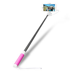 Palo Selfie Stick Extensible Conecta Mediante Cable Universal S10 para Samsung S5750 Wave 575 Rosa