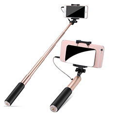 Palo Selfie Stick Extensible Conecta Mediante Cable Universal S11 para Samsung S5750 Wave 575 Oro