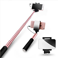 Palo Selfie Stick Extensible Conecta Mediante Cable Universal S11 para Oneplus Nord N100 5G Oro Rosa