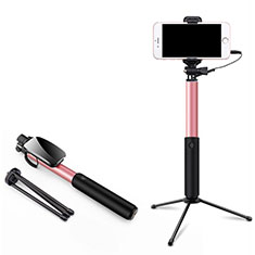 Palo Selfie Stick Extensible Conecta Mediante Cable Universal T35 para Samsung Galaxy Trend 3 G3502 G3508 G3509 Rosa