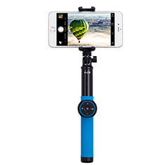 Palo Selfie Stick Tripode Bluetooth Disparador Remoto Extensible Universal T21 para Huawei Nova 6 SE Azul