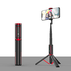 Palo Selfie Stick Tripode Bluetooth Disparador Remoto Extensible Universal T26 para Samsung S5750 Wave 575 Rojo y Negro