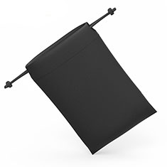 Suave Terciopelo Tela Bolsa de Cordon Carcasa Universal S04 para Microsoft Lumia 640 Negro
