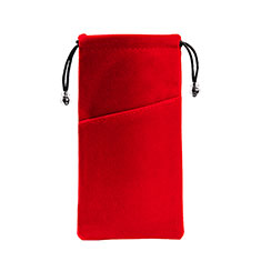 Suave Terciopelo Tela Bolsa de Cordon Funda Universal K02 para Accessoires Telephone Brassards Rojo