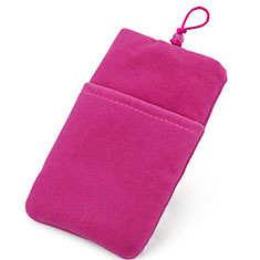 Suave Terciopelo Tela Bolsillo Funda Universal para Samsung Galaxy Note 3 Rosa Roja