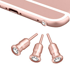 Tapon Antipolvo Jack 3.5mm Android Apple Universal D02 para Oppo Reno5 F Oro Rosa