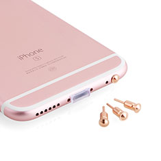 Tapon Antipolvo Jack 3.5mm Android Apple Universal D05 para Bq X2 Oro Rosa