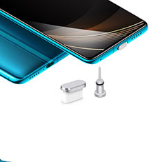 Tapon Antipolvo USB-C Jack Type-C Universal H03 para Samsung Galaxy A12 5G Plata
