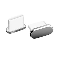 Tapon Antipolvo USB-C Jack Type-C Universal H06 para Apple iPhone 15 Plus Gris Oscuro