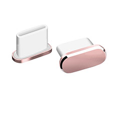 Tapon Antipolvo USB-C Jack Type-C Universal H06 para Apple iPhone 15 Plus Oro Rosa