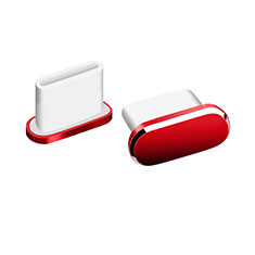 Tapon Antipolvo USB-C Jack Type-C Universal H06 para Apple iPhone 16 Plus Rojo