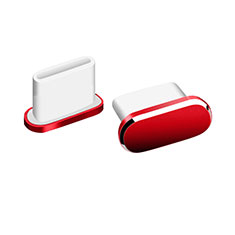 Tapon Antipolvo USB-C Jack Type-C Universal H06 para Wiko View Max Rojo