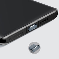 Tapon Antipolvo USB-C Jack Type-C Universal H08 para Wiko View Max Gris Oscuro