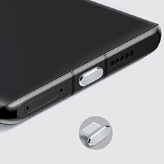 Tapon Antipolvo USB-C Jack Type-C Universal H08 para Apple iPhone 15 Plus Plata