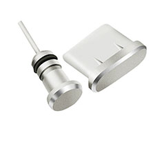 Tapon Antipolvo USB-C Jack Type-C Universal H09 para Sharp Aquos R6 Plata
